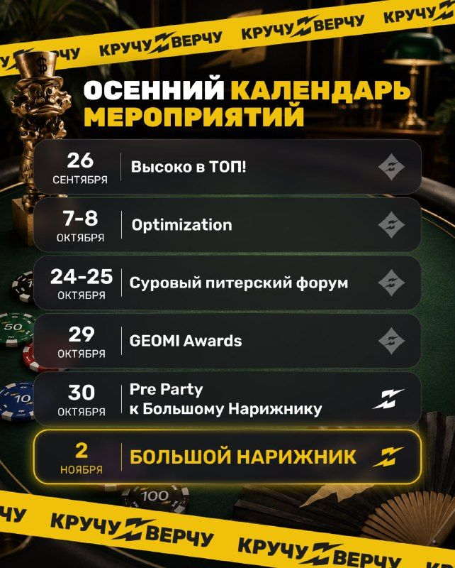 🌪Осень в SEO: собрал календарь главных ивентов сезона«КручуВерчу» — партнёр этих меропр…